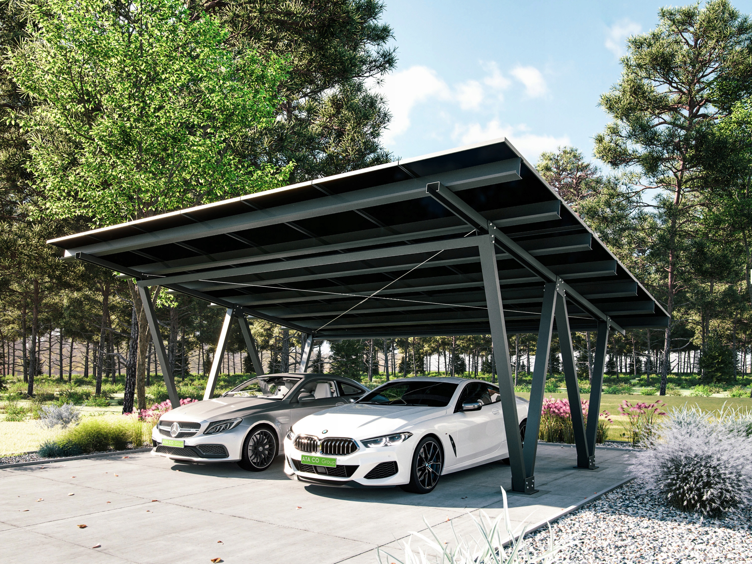 Fotovoltaický prístrešok CarPort, prevedenie AtaCo10KW